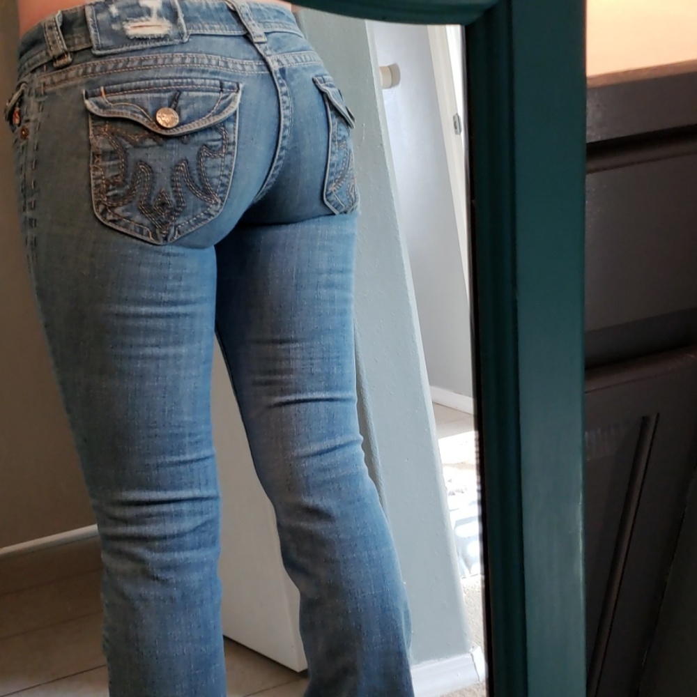 MEK flared light wash jeans
